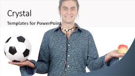  Presentation with soccer - Colorful slides enhanced with attractive young holding soccer ball backdrop and a white colored foreground