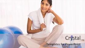  Presentation with indian woman bridal face - PPT theme enhanced with attractive young indian woman sitting background and a soft green colored foreground