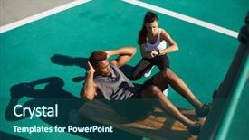  Presentation with sports coach - Audience pleasing slides consisting of attractive young lady coach keeping backdrop and a ocean colored foreground