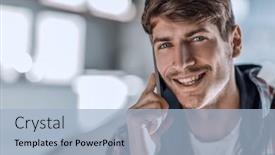  Presentation with sms - PPT layouts with attractive-young-man-drinking-coffee background and a light blue colored foreground