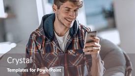  Presentation with sms - Colorful presentation enhanced with attractive-young-man-drinking-coffee backdrop and a dark gray colored foreground