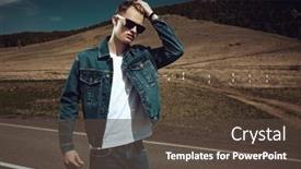  Presentation with black man fashion - Slide deck with attractive-young-man-hitchhiker background and a tawny brown colored foreground