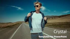  Presentation with black man fashion - Slide set consisting of attractive-young-man-hitchhiker background and a gray colored foreground