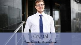  Presentation with formal - Audience pleasing slide deck consisting of attractive young man in formal wear on city street backdrop and a seafoam green colored foreground