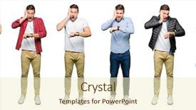  Presentation with collage - Slide deck consisting of attractive young man over white background and a cream colored foreground