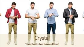  Presentation with collage - Beautiful slide set featuring attractive young man over white backdrop and a  colored foreground