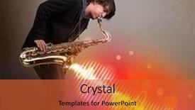  Presentation with sound waves - Colorful slide set enhanced with saxophone with colorful sound wave backdrop and a red colored foreground