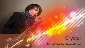  Presentation with sound waves - Slide deck having attractive-young-man-playing background and a red colored foreground