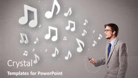  Presentation with music singing - Presentation theme consisting of plate of stuffed fish very background and a tawny brown colored foreground