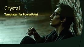  Presentation with smoking - Slide set consisting of attractive young man thoughtfully and calmly smoking a cigarette loft style interior men's beauty fashion optics style background and a wine colored foreground