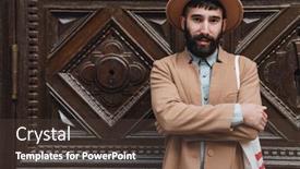  Presentation with man door - Cool new presentation with attractive-young-man-wearing-autumn backdrop and a tawny brown colored foreground