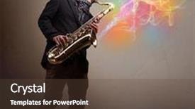  Presentation with fume - Audience pleasing slide deck consisting of attractive young musician playing on saxophone with colorful abstract fume comming backdrop and a tawny brown colored foreground