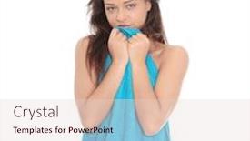  Presentation with blue spa - Beautiful presentation theme featuring attractive young nude woman covered by blue towel getting ready for spa treatment isolated on white backdrop and a lemonade colored foreground