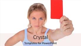  Presentation with focus - Amazing theme having scandinavian woman showing red card backdrop and a lemonade colored foreground