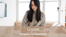  Presentation with healthy breakfast - Colorful presentation theme enhanced with attractive-young-smart-woman-studying backdrop and a coral colored foreground