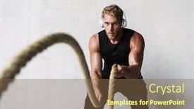  Presentation with sporty - Presentation design consisting of attractive-young-sporty-man background and a tawny brown colored foreground