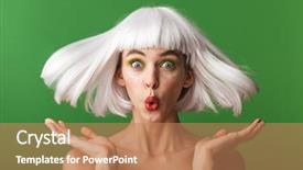  Presentation with white and green generic - Slide deck with attractive young topless woman wearing background and a coral colored foreground