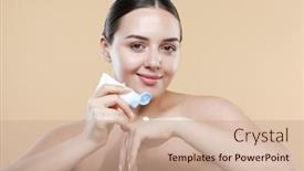  Presentation with cream - PPT theme having attractive-young-woman-applies-cream background and a  colored foreground