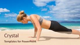  Presentation with woman pushing shopping trolley - PPT theme consisting of attractive young woman doing push background and a lemonade colored foreground