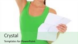  Presentation with bad news - Cool new slides with attractive young woman getting bad news all on white background backdrop and a seafoam green colored foreground