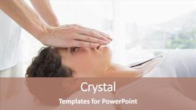  Presentation with reiki - PPT theme having attractive young woman having reiki background and a coral colored foreground