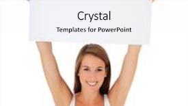  Presentation with blank - Beautiful presentation theme featuring attractive-young-woman-holding-blank backdrop and a white colored foreground