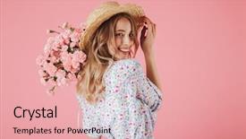  Presentation with straw - Slide deck consisting of attractive young woman in summer background and a lemonade colored foreground