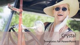  Presentation with roaring - Beautiful presentation theme featuring attractive young woman in twenties backdrop and a coral colored foreground