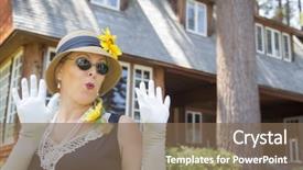  Presentation with antique house - Theme featuring attractive young woman in twenties background and a violet colored foreground