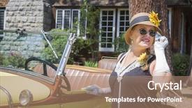  Presentation with twenties - Cool new PPT theme with attractive young woman in twenties backdrop and a coral colored foreground