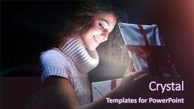  Presentation with black woman - Amazing slide deck having attractive young woman opening gift backdrop and a wine colored foreground