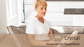  Presentation with kids reading book - Slide set enhanced with attractive young woman reading book background and a  colored foreground