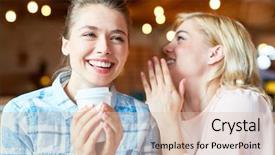  Presentation with fragrant - Slides enhanced with attractive young woman sharing secret background and a  colored foreground