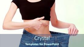  Presentation with weight loss - PPT layouts enhanced with attractive-young-woman-shows background and a ocean colored foreground
