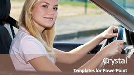  Presentation with car - Presentation having attractive-young-woman-sitting background and a coral colored foreground