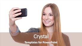  Presentation with smart - PPT theme consisting of attractive-young-woman-using-smart background and a coral colored foreground