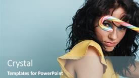  Presentation with sugar cane - Audience pleasing theme consisting of attractive-young-woman-wearing-dress backdrop and a seafoam green colored foreground