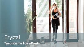  Presentation with gym - Cool new slide deck with attractive-young-woman-wearing-medical backdrop and a ocean colored foreground