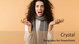  Presentation with winter - Slide deck enhanced with attractive young woman wearing winter background and a  colored foreground