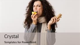  Presentation with winter - PPT layouts enhanced with attractive young woman wearing winter background and a  colored foreground