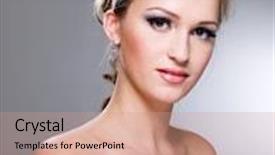  Presentation with white wedding - PPT theme featuring attractive young woman with beautiful wedding hairstyle - isolated on white background and a coral colored foreground