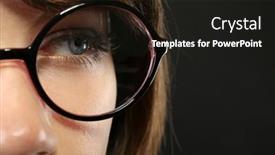  Presentation with gray - Slide set enhanced with attractive-young-woman-with-glasses background and a black colored foreground