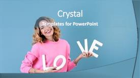  Presentation with love - Presentation theme having attractive young woman with word background and a light blue colored foreground