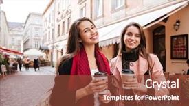  Presentation with old young - Beautiful theme featuring attractive young women with coffee backdrop and a tawny brown colored foreground