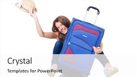  Presentation with real woman hair texture human - PPT theme having attrating tourist - attrative woman ready for summer background and a white colored foreground