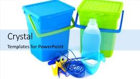  Presentation with powder - Presentation design enhanced with attributes to do the laundry with powder and softener background and a cyan colored foreground