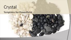  Presentation with stones - Slides consisting of attrition - black and white pebble stones background and a  colored foreground
