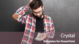  Presentation with photo - Presentation theme with attrition - photo of confused man dressed background and a  colored foreground