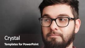  Presentation with cheerful - Audience pleasing slides consisting of attrition - portrait of cheerful bearded man backdrop and a  colored foreground