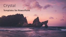  Presentation with sea weather - Presentation design having atuh-beach-nusa-penida-island background and a coral colored foreground
